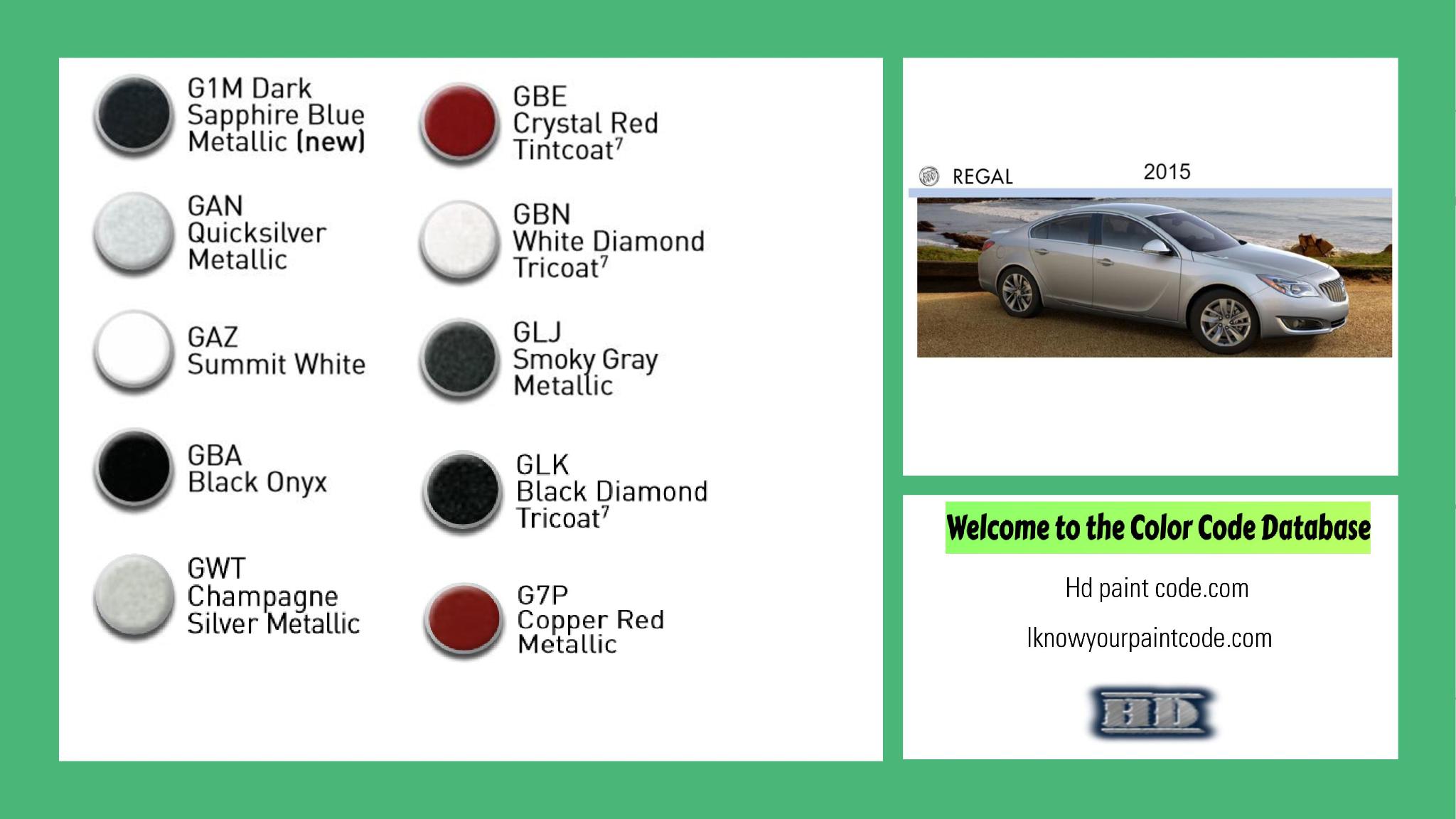 2015 Buick Exterior Paint Codes for Colors