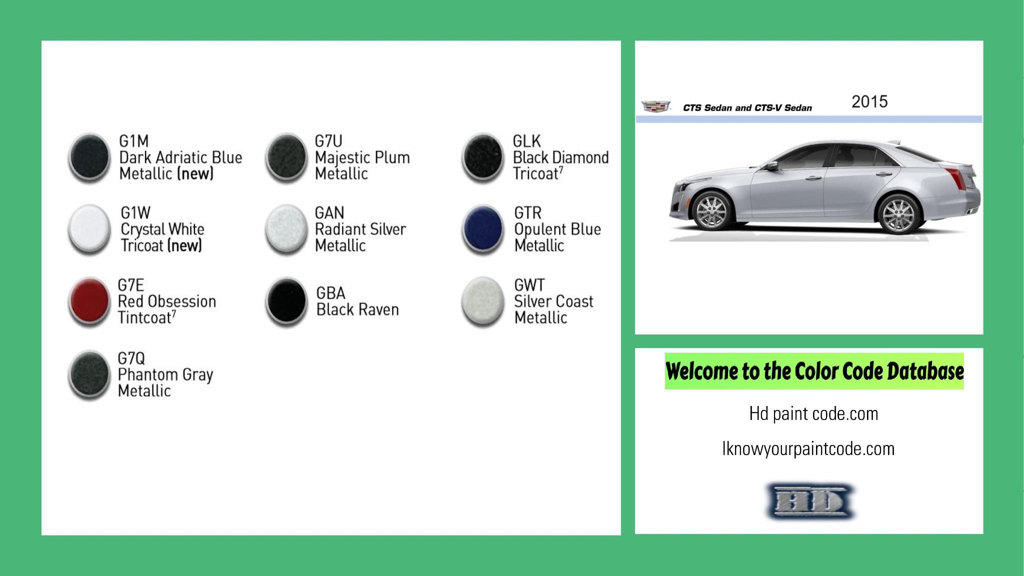 paint codes, paint swatches and vehicle example of the 2015 GM vehicle