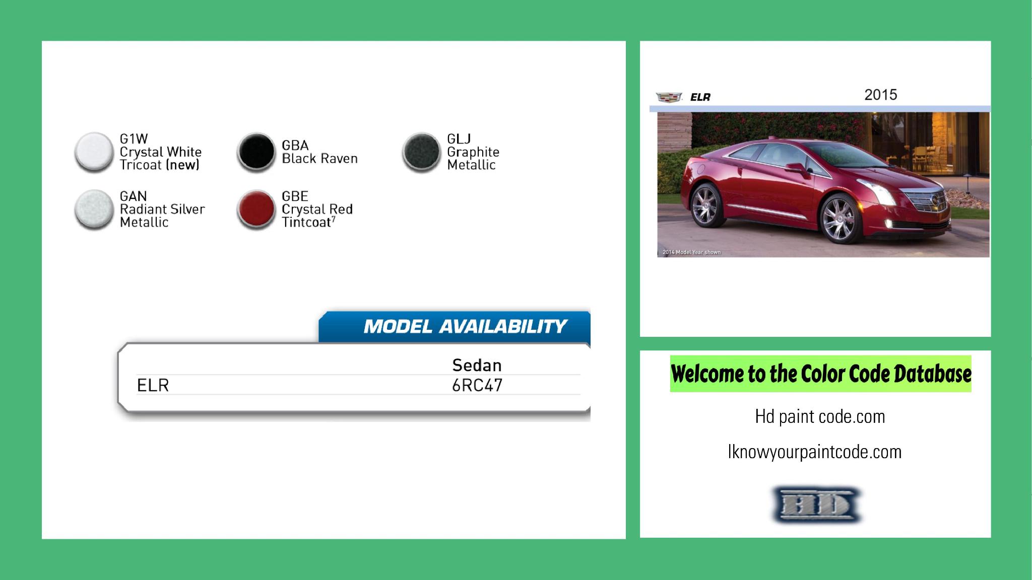 paint codes, paint swatches and vehicle example of the 2015 GM vehicle