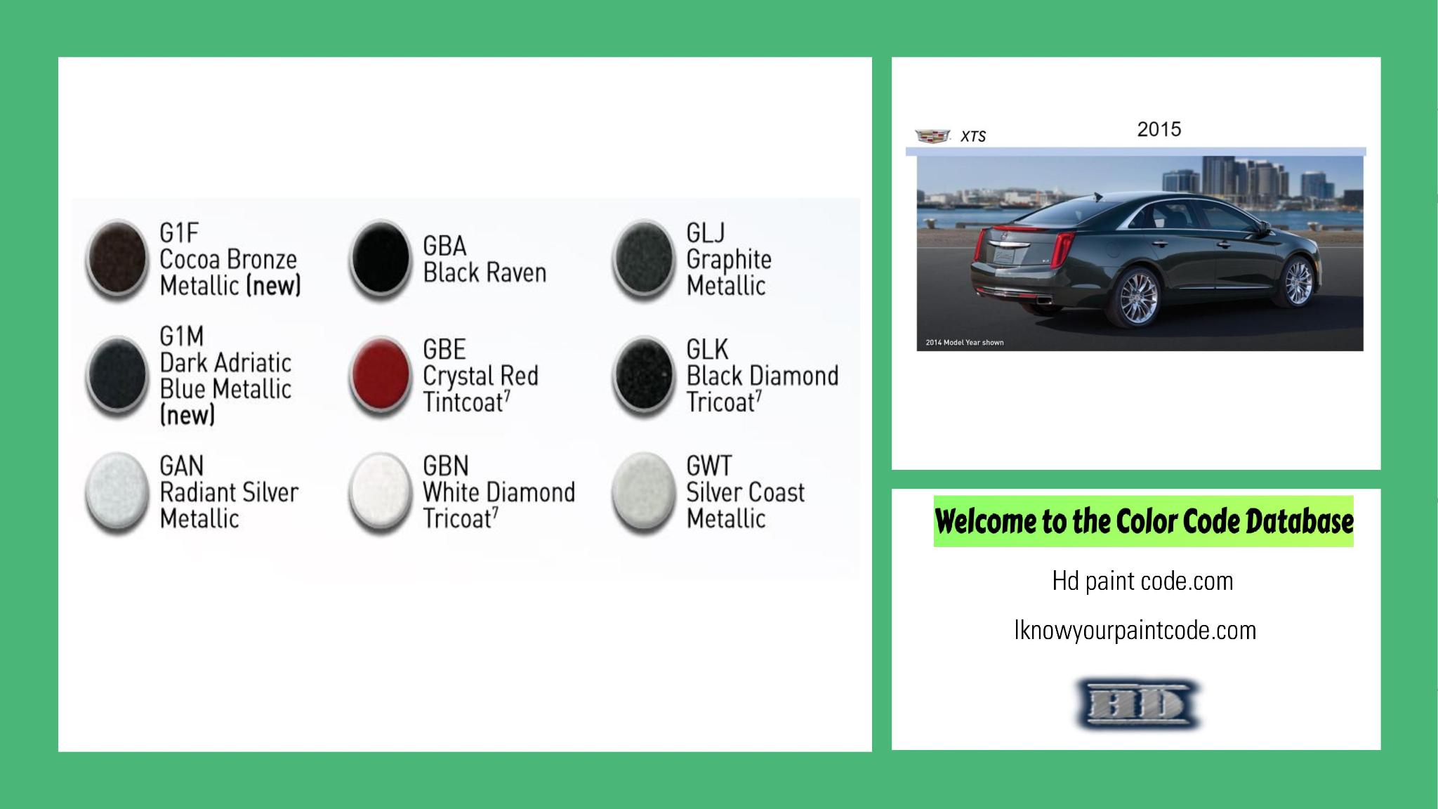 paint codes, paint swatches and vehicle example of the 2015 GM vehicle