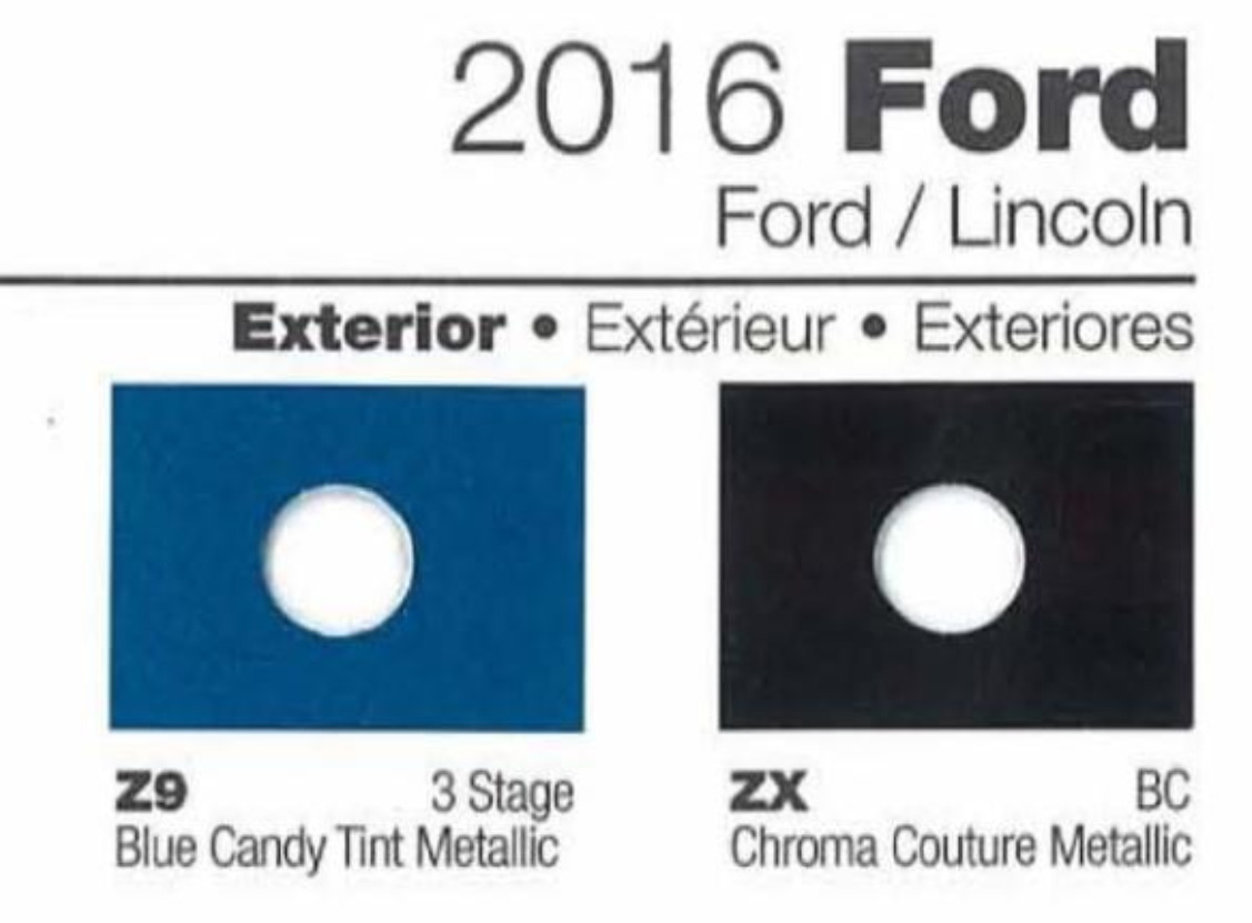 Ford Motor Vehicle Color Code Chart/Page Paint