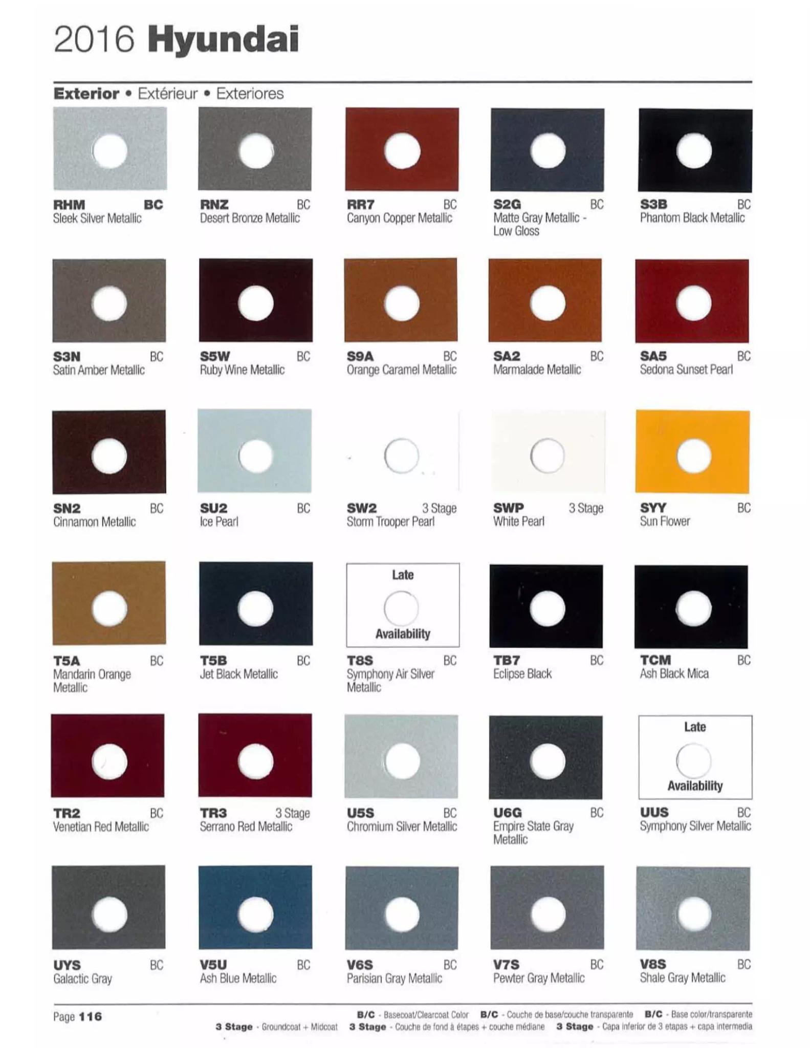 Paint color examples, their ordering codes, the oem color code, and vehicles the color was used on