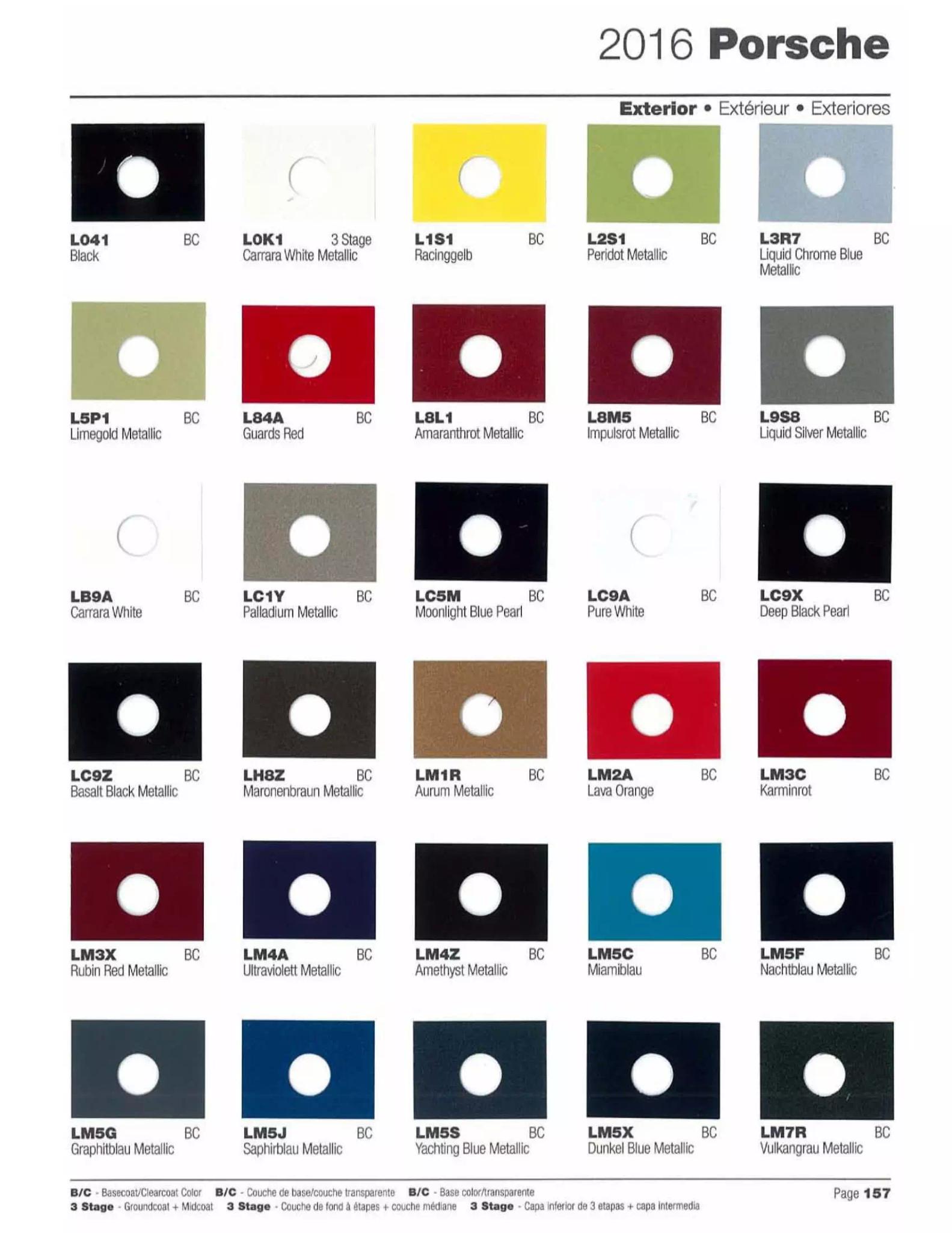 Exterior Colors Used on Porsche on 2016