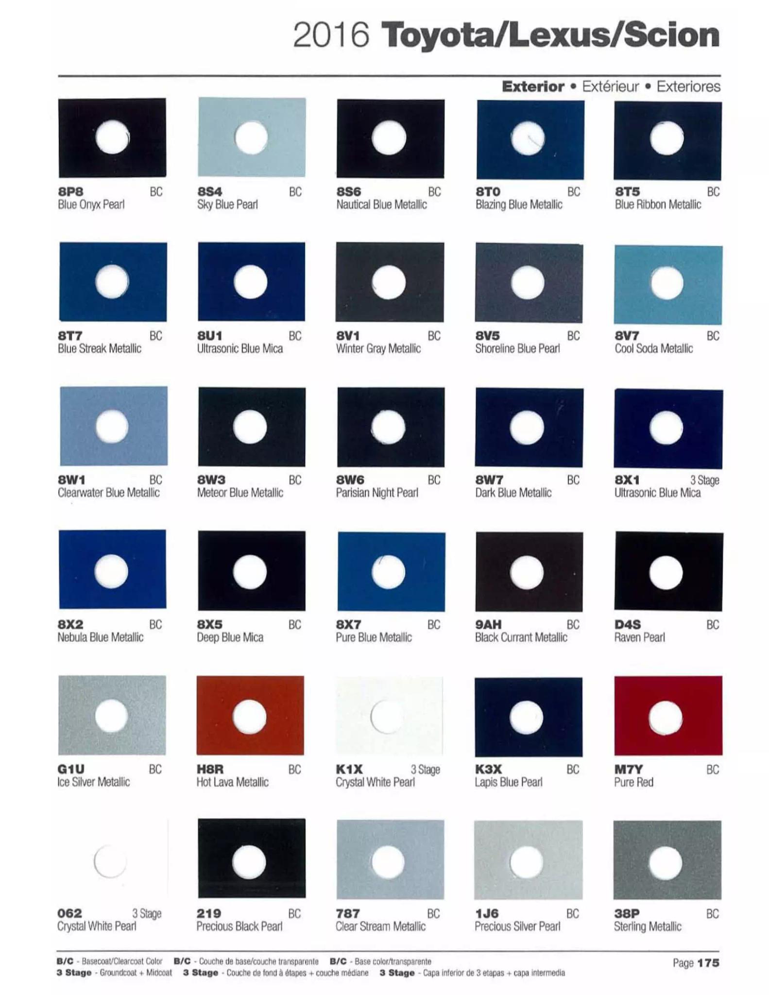 Paint color examples, their ordering codes, the oem color code, and vehicles the color was used on