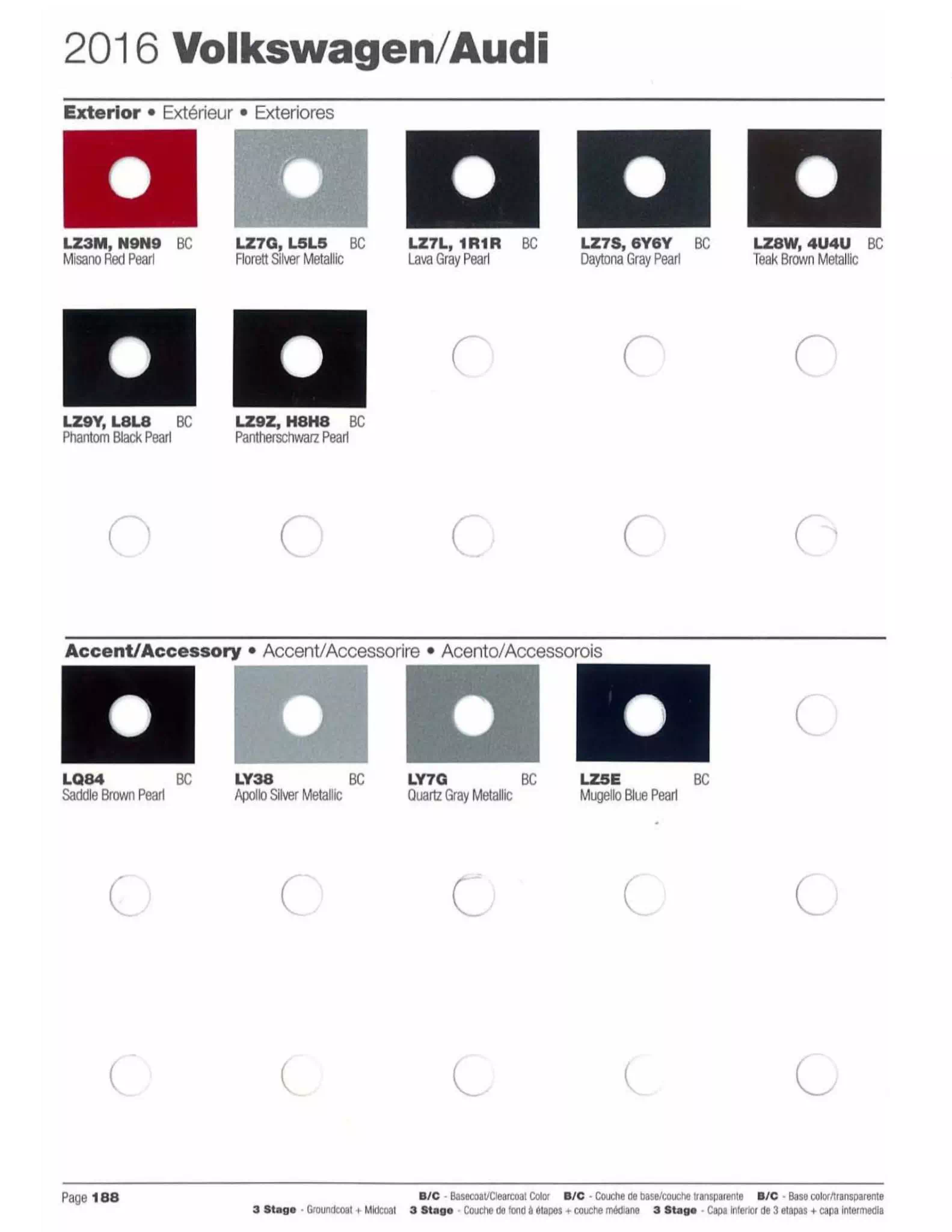 Exterior Colors Used on Volkswagen and Audi on 2016