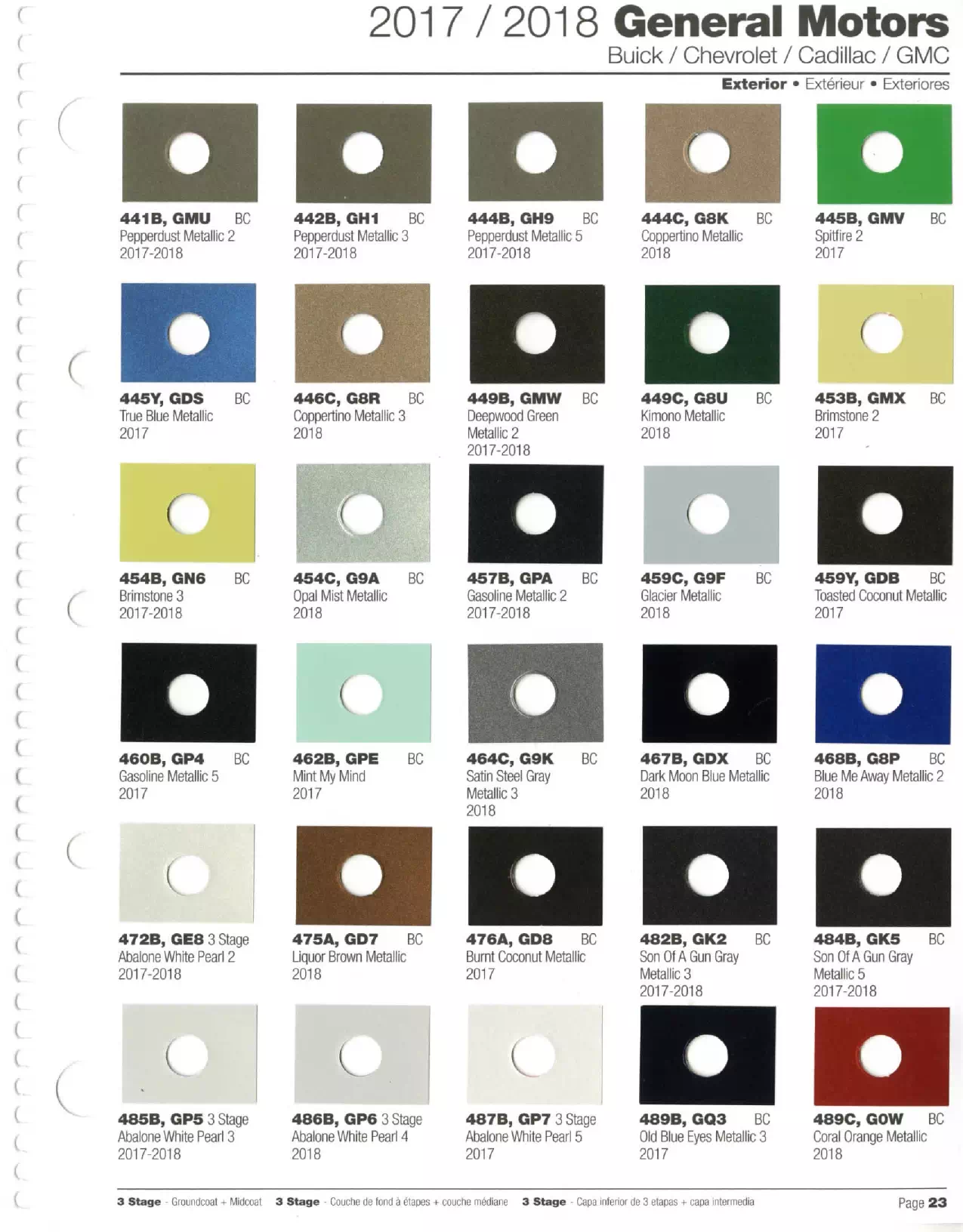 Paint color examples, their ordering codes, the oem color code, and vehicles the color was used on