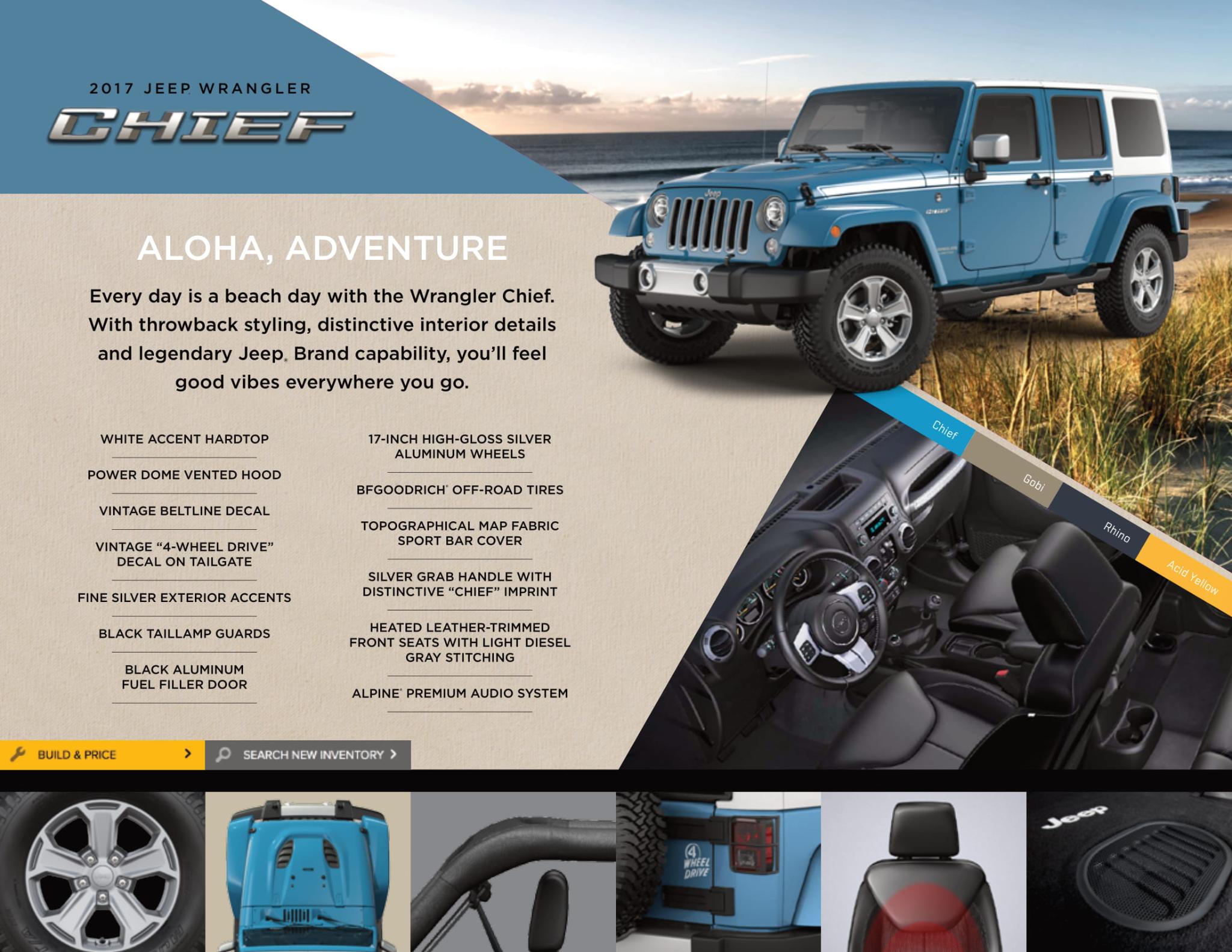 Various Colors used on the exterior of the Jeep Wrangler