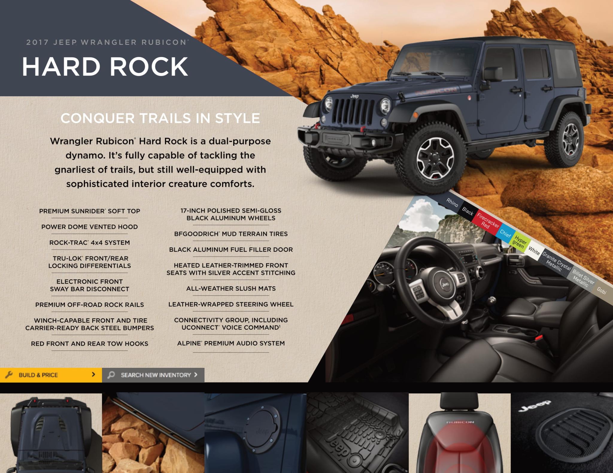 Various Colors used on the exterior of the Jeep Wrangler