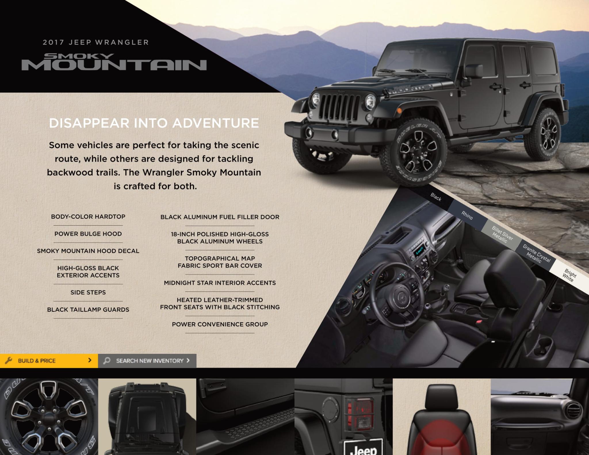 Various Colors used on the exterior of the Jeep Wrangler