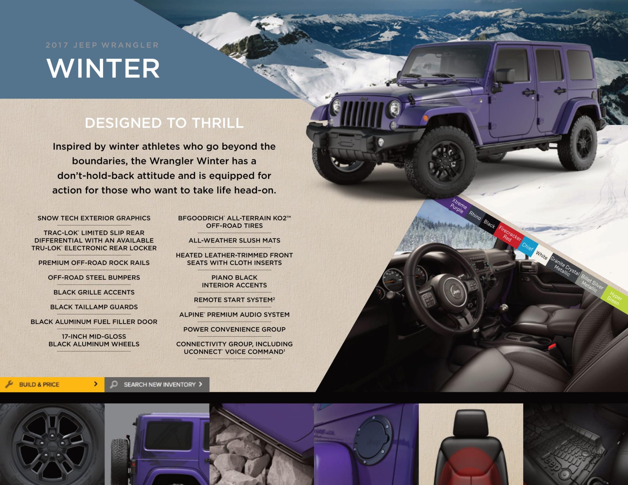 Various Colors used on the exterior of the Jeep Wrangler