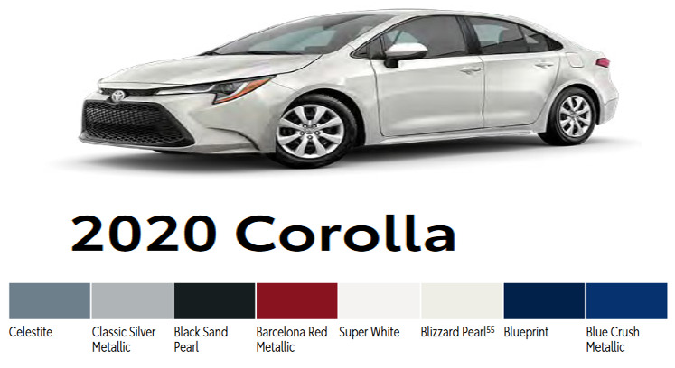 Toyoto / Lexus Paint Code and Color Chart