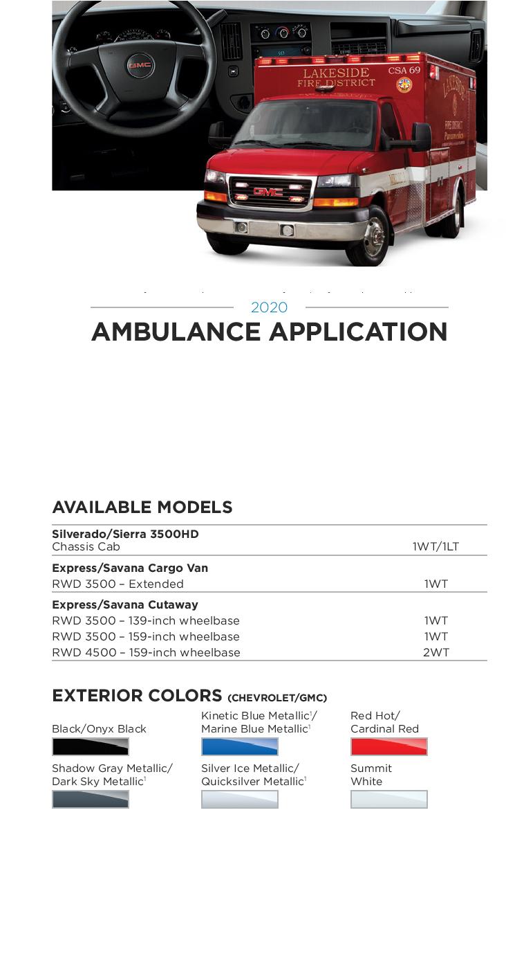 2020 GM Paint Codes and Color Chart.  Examples of the Colors used on the exterior of the vehicle.