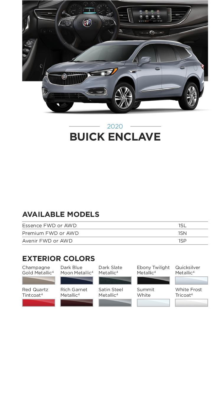 2020 GM Paint Codes and Color Chart.  Examples of the Colors used on the exterior of the vehicle.