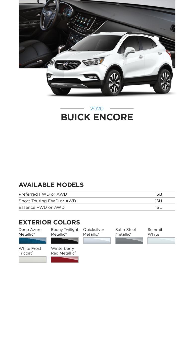 2020 GM Paint Codes and Color Chart.  Examples of the Colors used on the exterior of the vehicle.