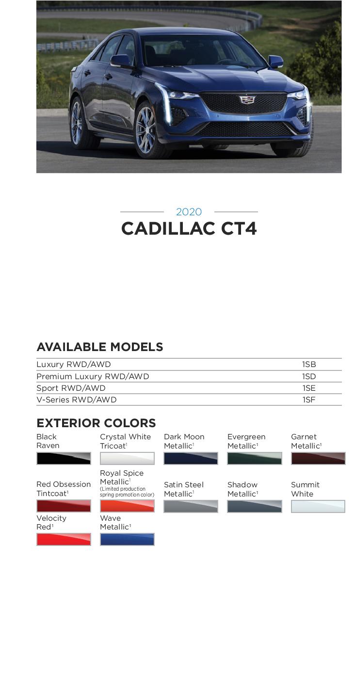 2020 GM Paint Codes and Color Chart.  Examples of the Colors used on the exterior of the vehicle.