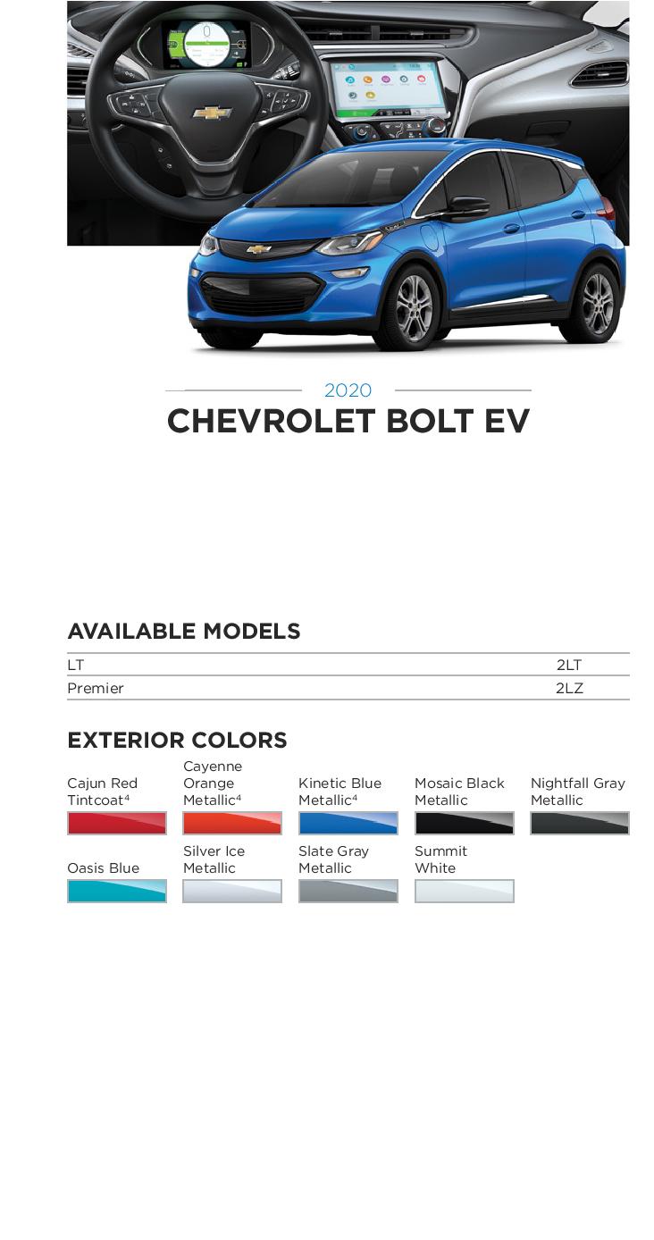 2020 GM Paint Codes and Color Chart.  Examples of the Colors used on the exterior of the vehicle.