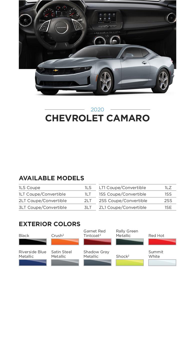 2020 GM Paint Codes and Color Chart.  Examples of the Colors used on the exterior of the vehicle.