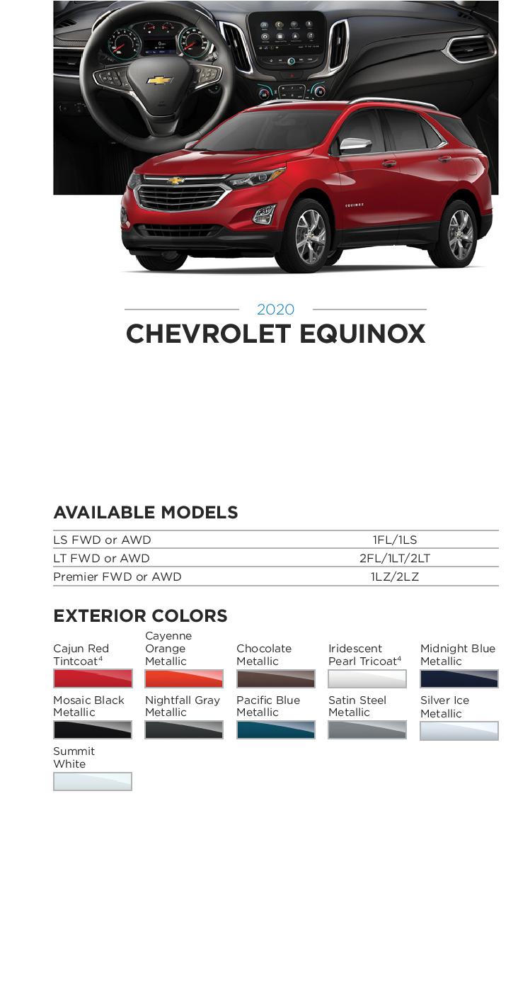 2020 GM Paint Codes and Color Chart.  Examples of the Colors used on the exterior of the vehicle.