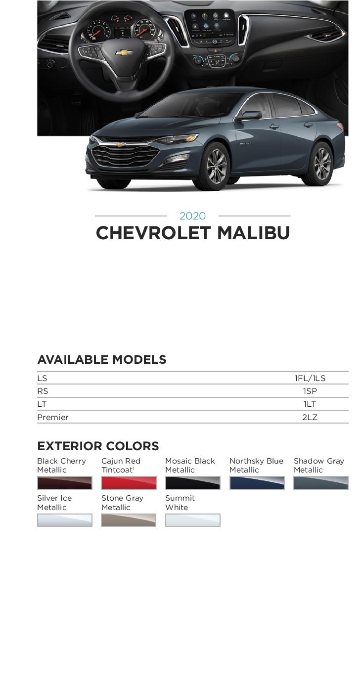 2020 GM Paint Codes and Color Chart.  Examples of the Colors used on the exterior of the vehicle.