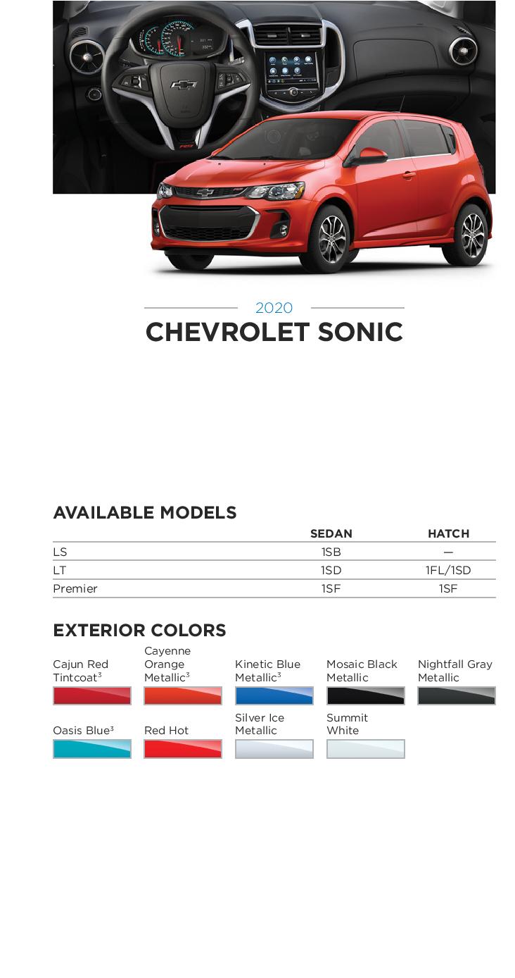 2020 GM Paint Codes and Color Chart.  Examples of the Colors used on the exterior of the vehicle.