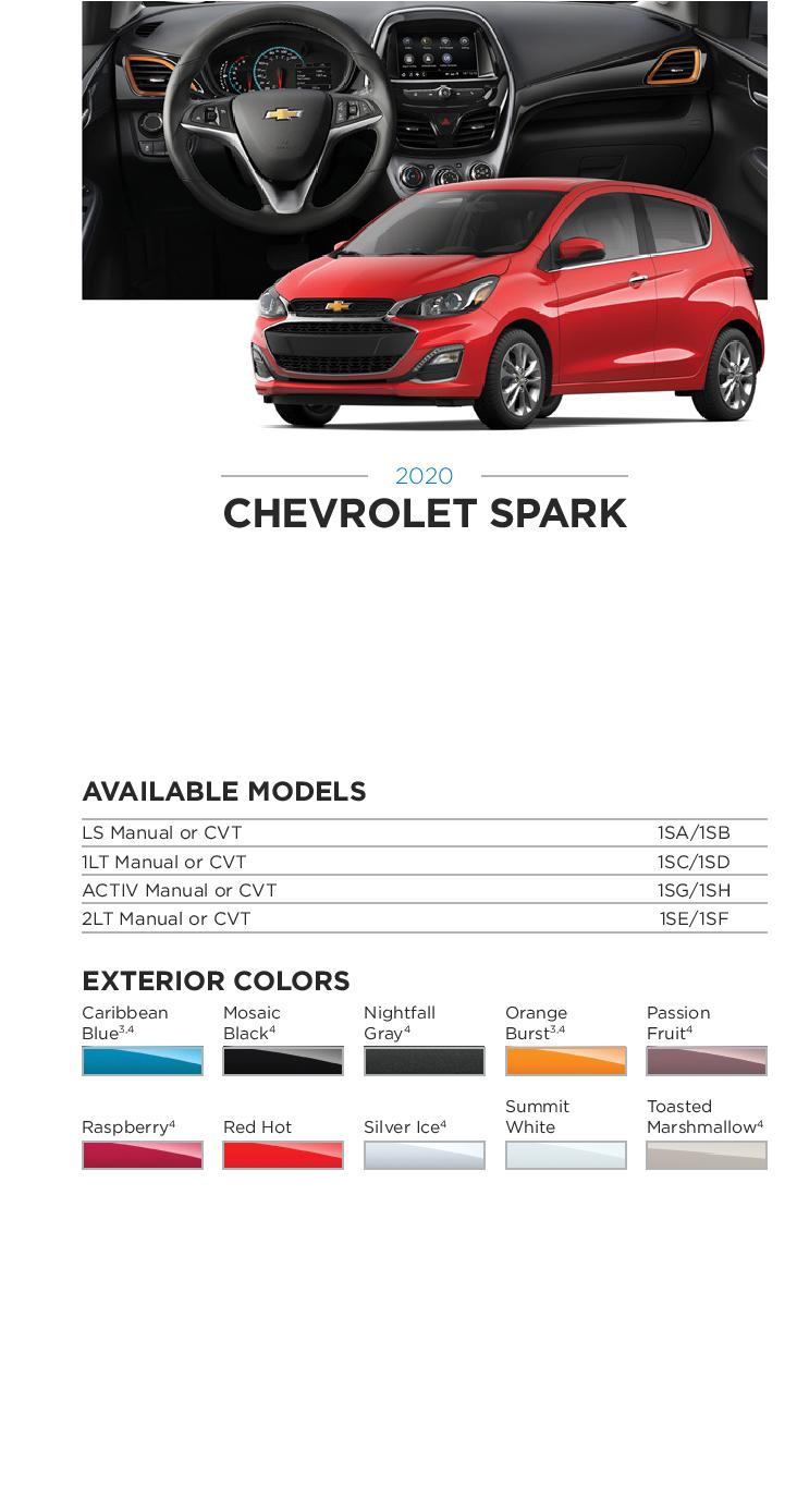 2020 GM Paint Codes and Color Chart.  Examples of the Colors used on the exterior of the vehicle.