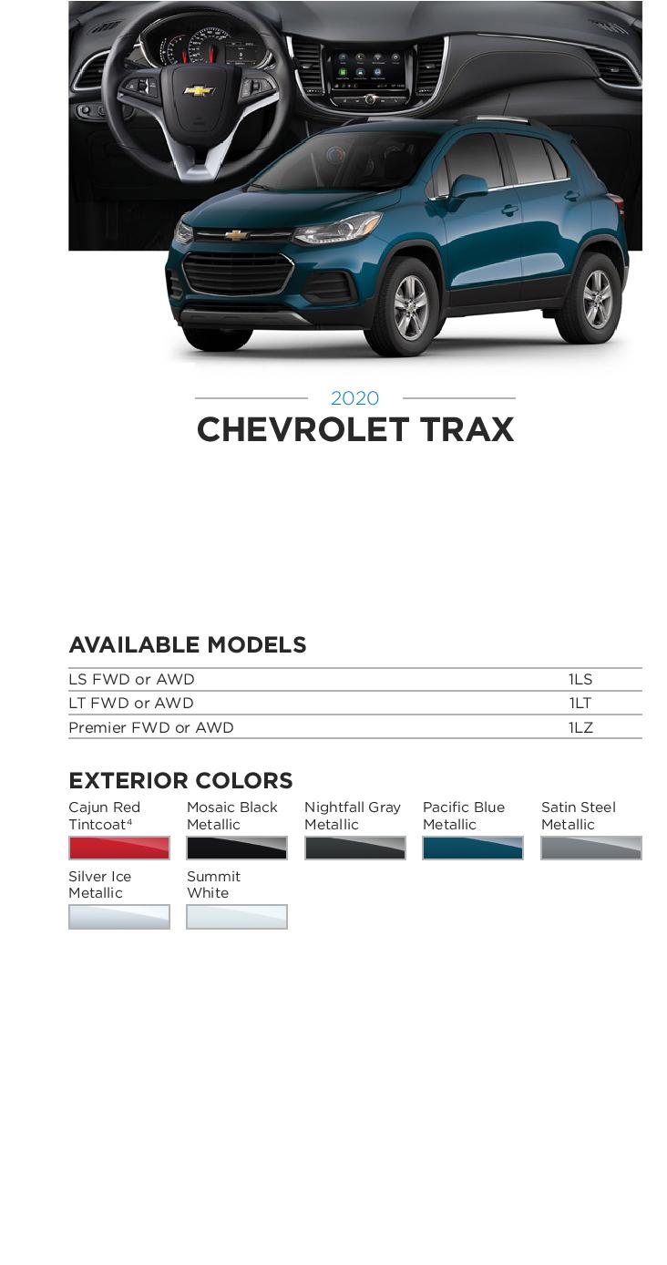 2020 GM Paint Codes and Color Chart.  Examples of the Colors used on the exterior of the vehicle.