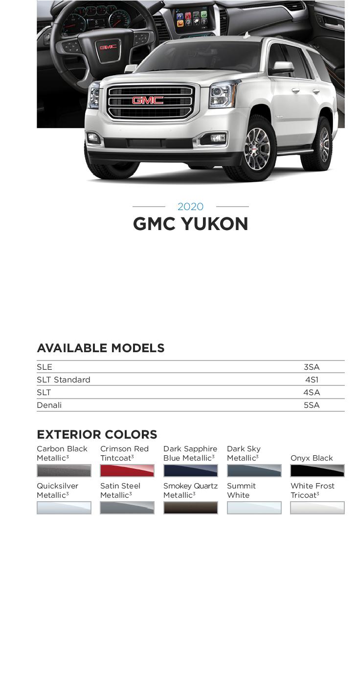 2020 GM Paint Codes and Color Chart.  Examples of the Colors used on the exterior of the vehicle.