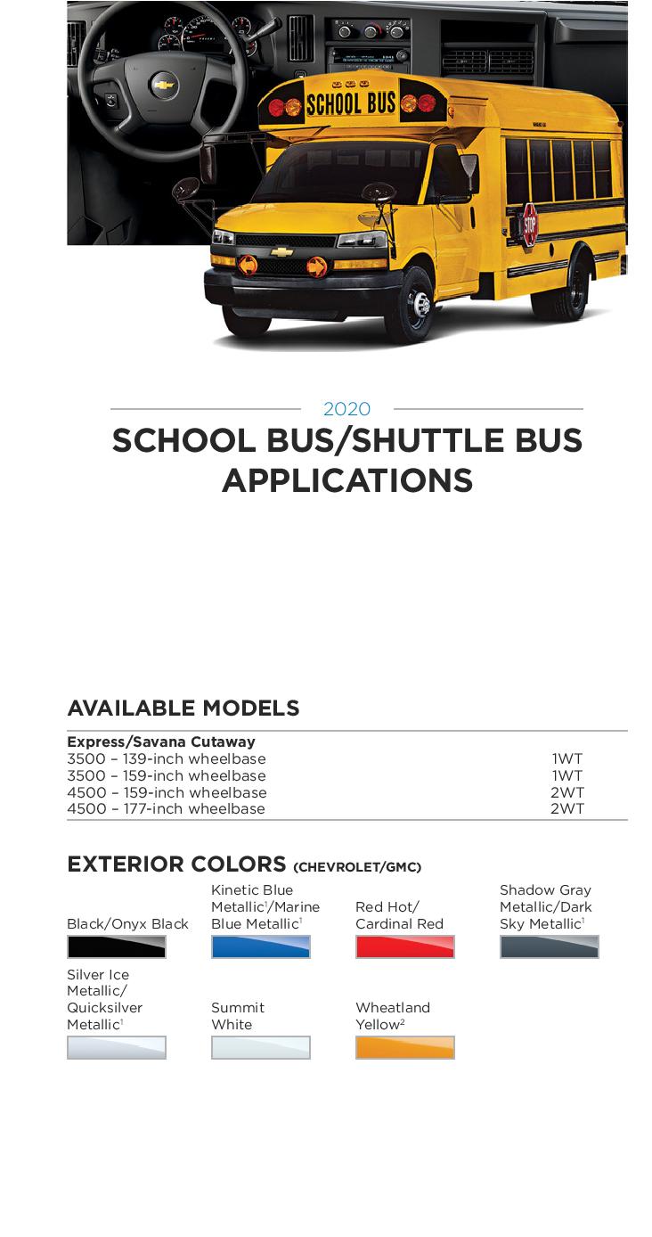 2020 GM Paint Codes and Color Chart.  Examples of the Colors used on the exterior of the vehicle.