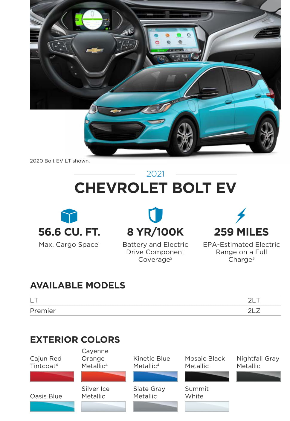 Models and Paint Colors used for this Chevy Vehicle in 2021