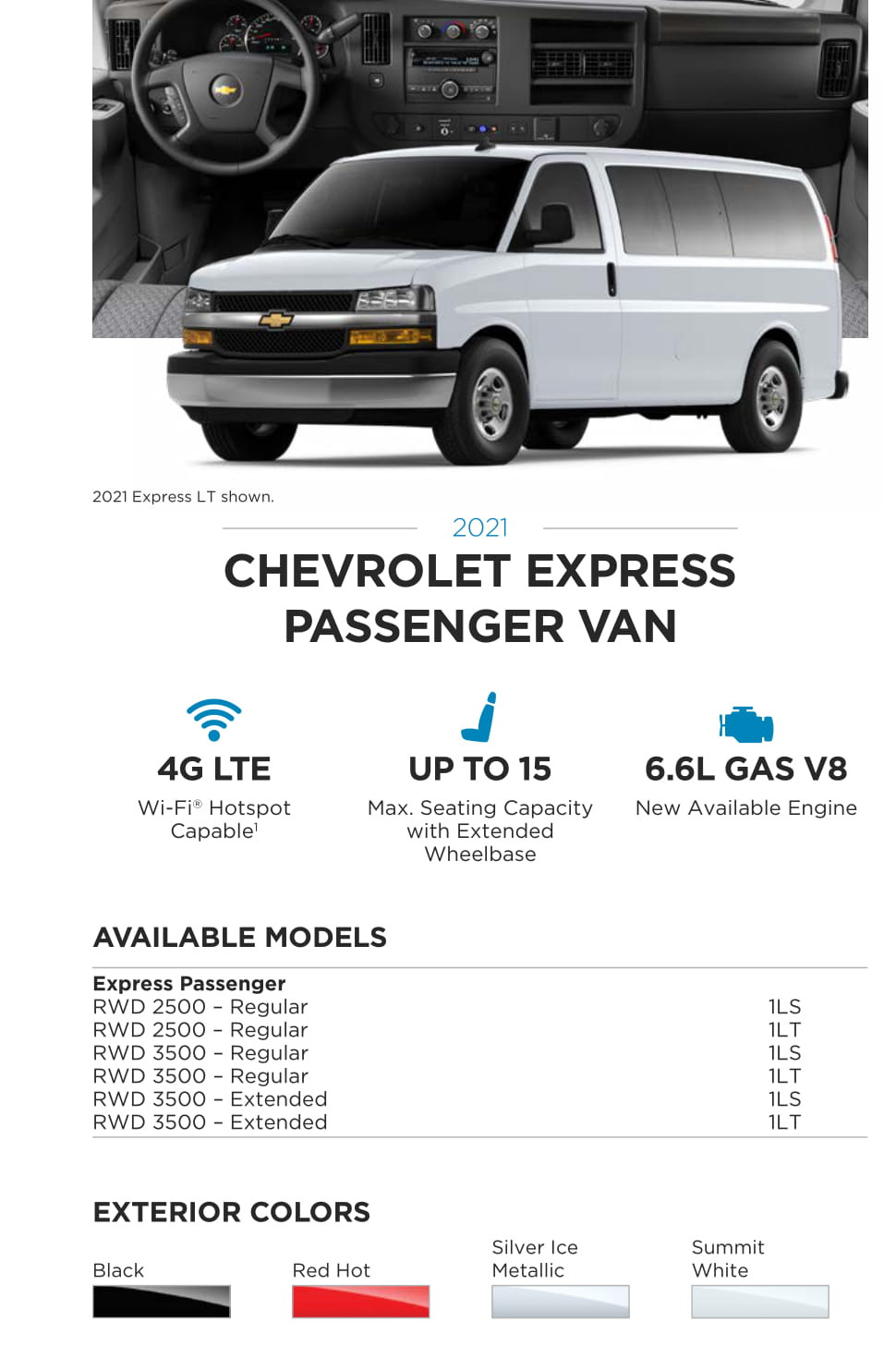 Models and Paint Colors used for this Chevy Vehicle in 2021