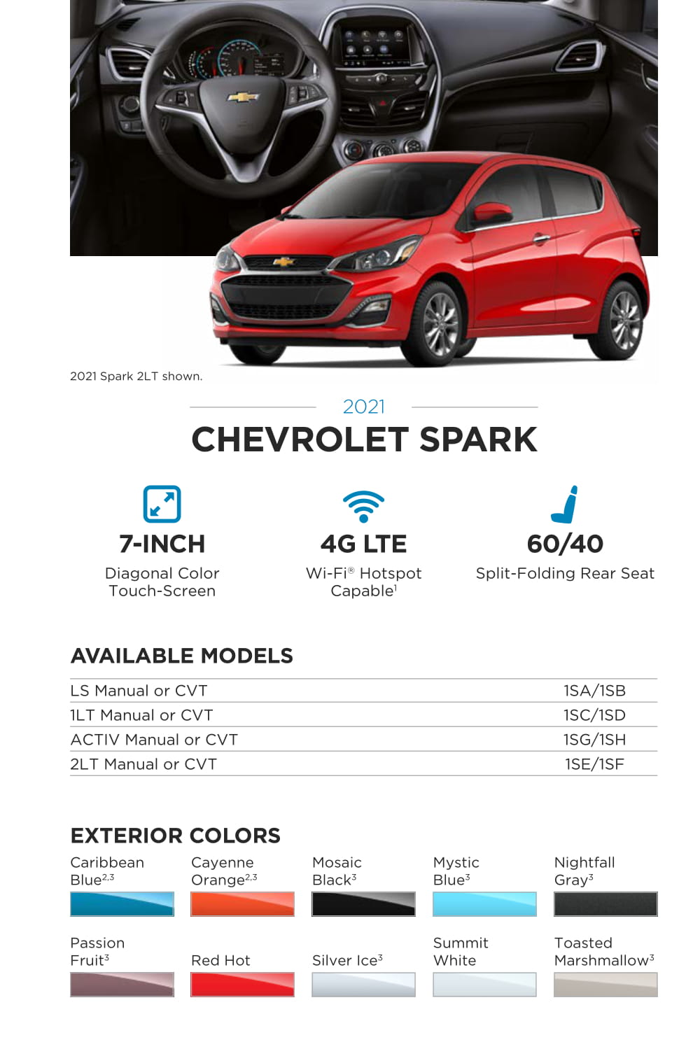 Models and Paint Colors used for this Chevy Vehicle in 2021