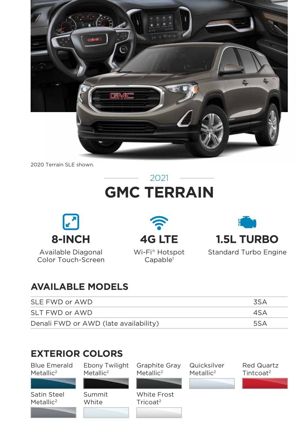 Models and Paint Colors used for this GMC Vehicle in 2021