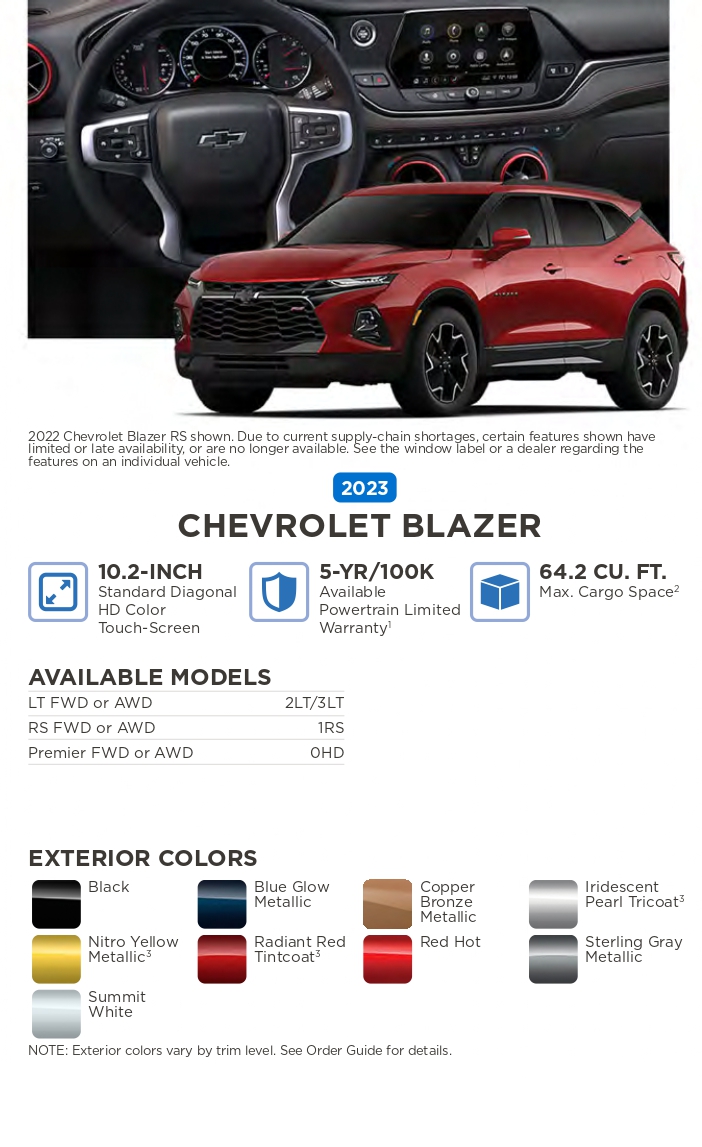 2023 Chevrolet vehicle example and exterior colors that come on the vehicle