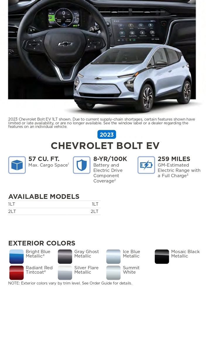 2023 Chevrolet vehicle example and exterior colors that come on the vehicle