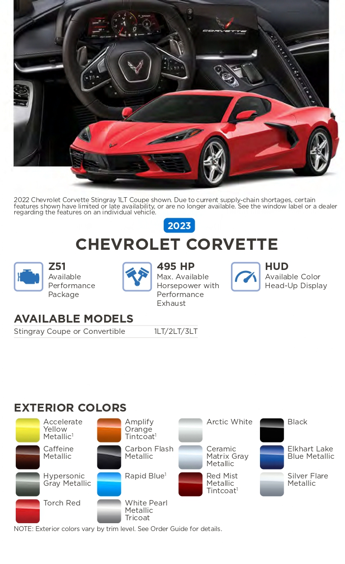 2023 Chevrolet vehicle example and exterior colors that come on the vehicle