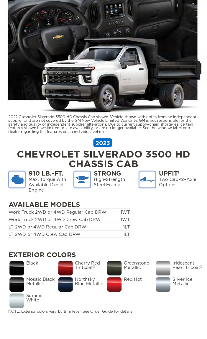 2023 Chevrolet vehicle example and exterior colors that come on the vehicle