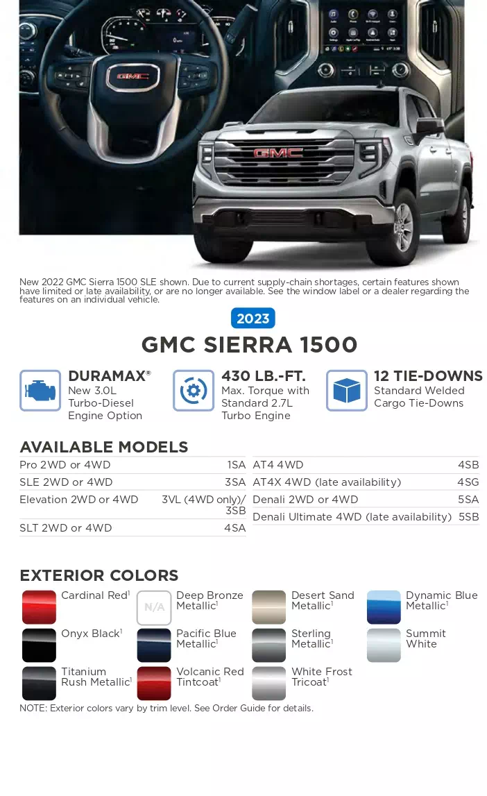 2023 GMC vehicle example and exterior colors that come on the vehicle