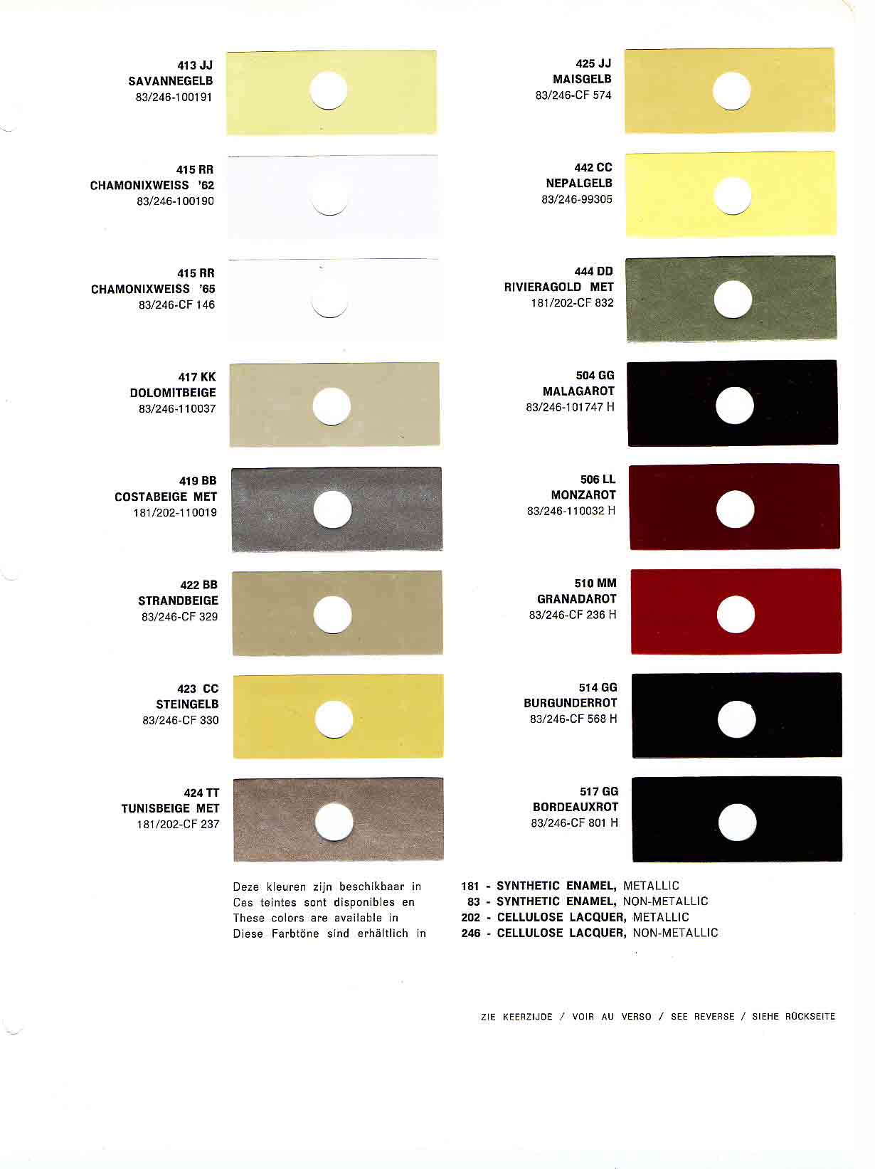 Opel Exterior Color Code and Paint Chart Colours