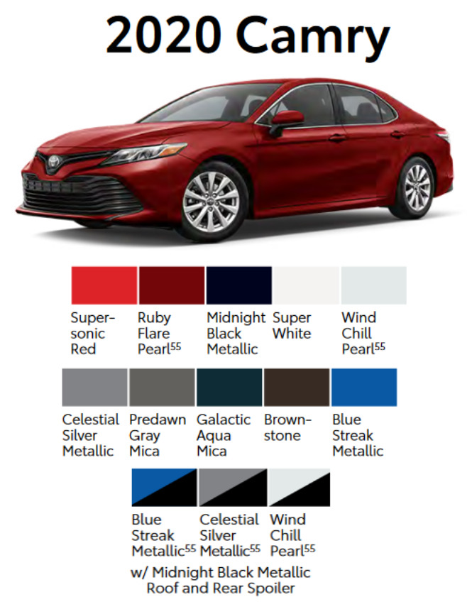 Toyoto / Lexus Paint Code and Color Chart