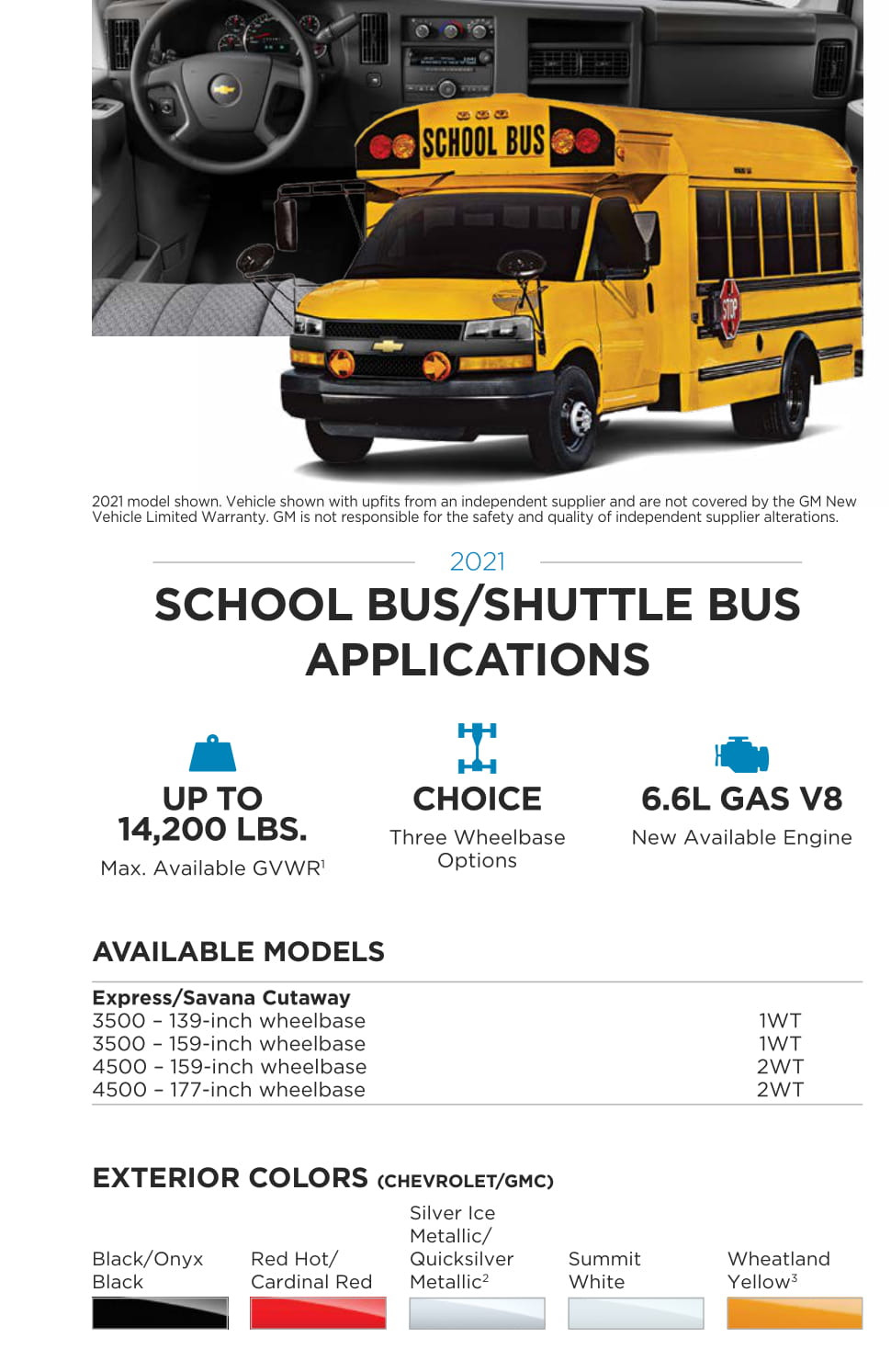 Exterior Colors used on the GM Bus 3500 in 2021