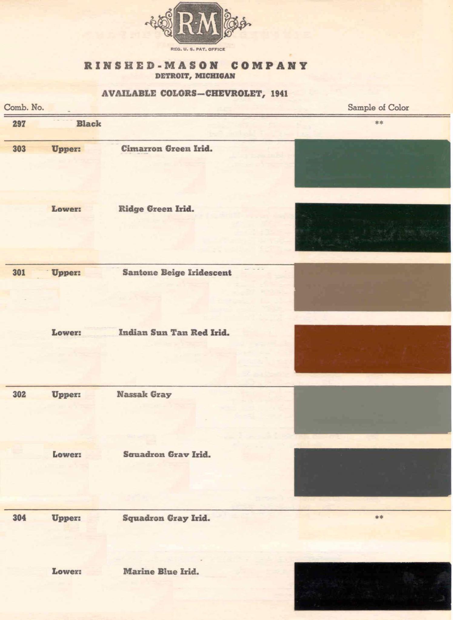 Paint Codes and Color Swatches used by Chevrolet on Vehicles