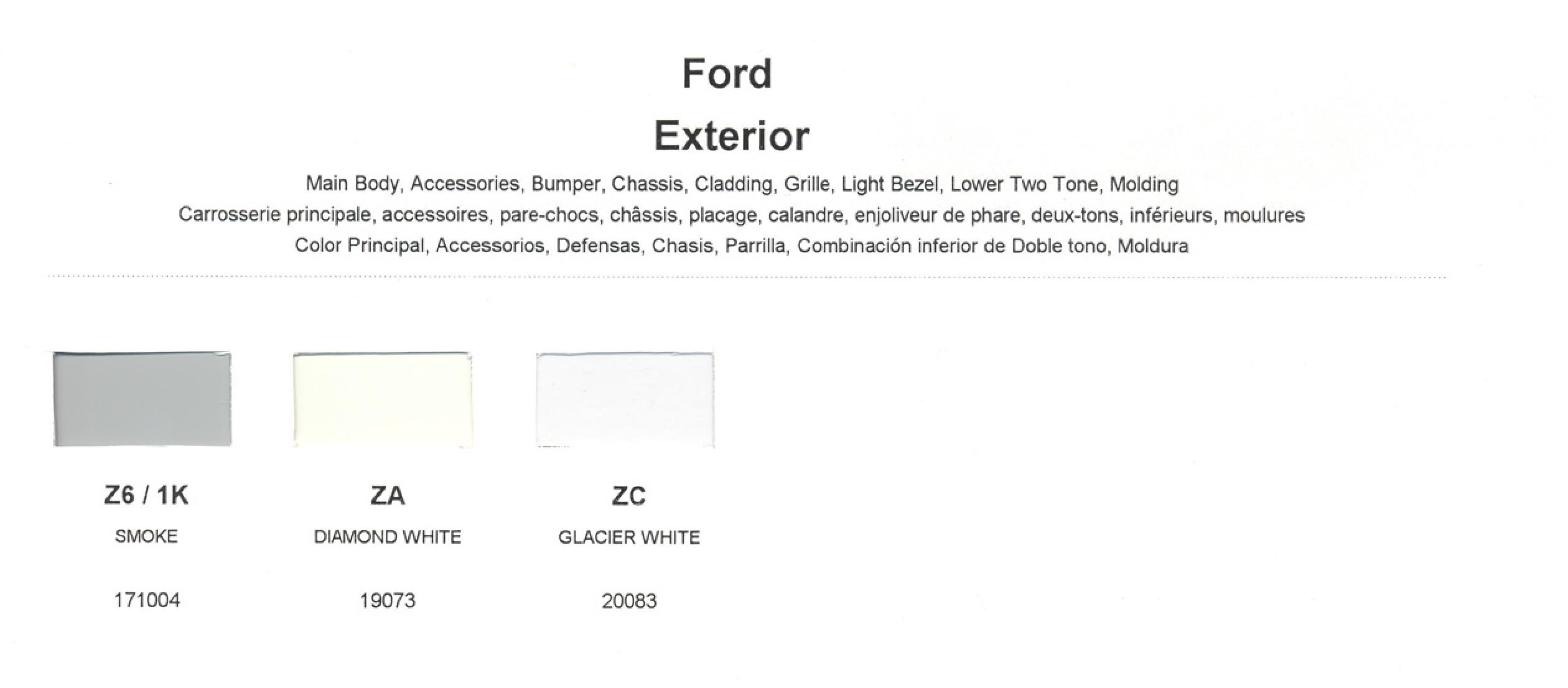 Ford Motor Vehicle Color Code Chart/Page Paint