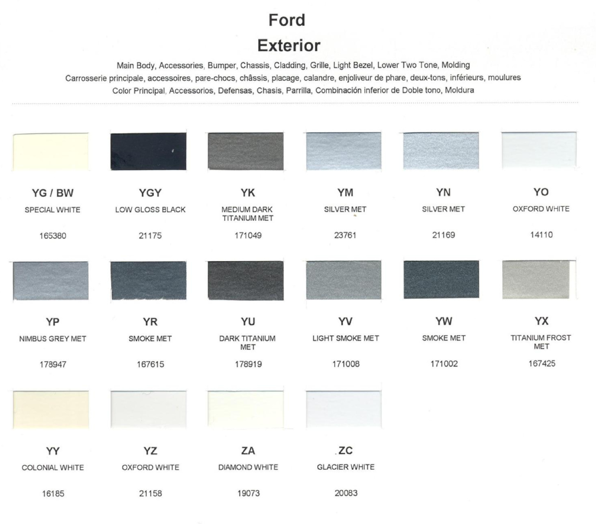 Ford Motor Vehicle Color Code Chart/Page Paint