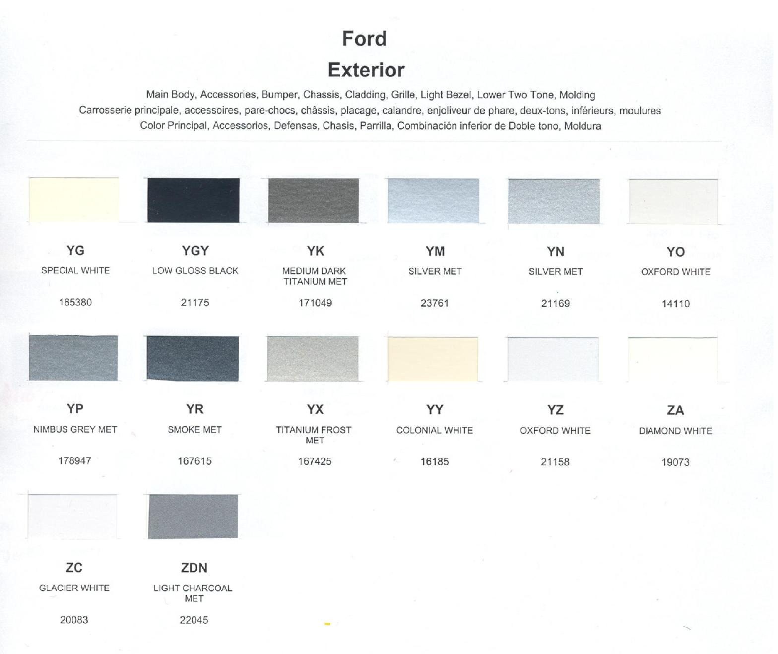 Ford Motor Vehicle Color Code Chart/Page Paint