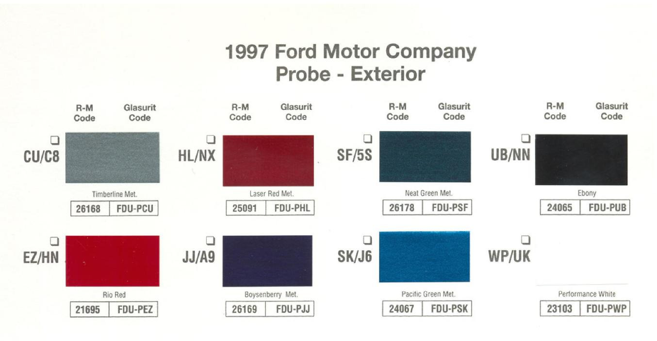 Ford Motor Vehicle Color Code Chart/Page Paint