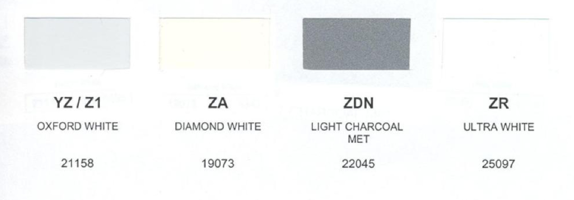 Ford Motor Vehicle Color Code Chart/Page Paint