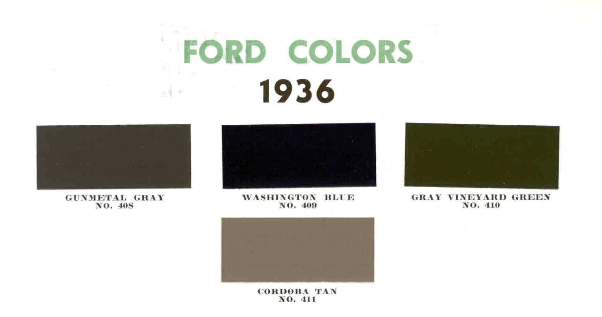 Ford Motor Vehicle Color Code Chart/Page Paint