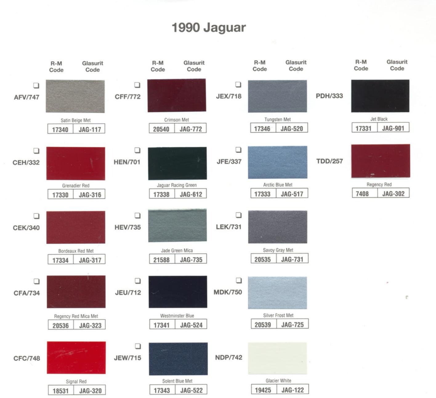 Jag paint codes