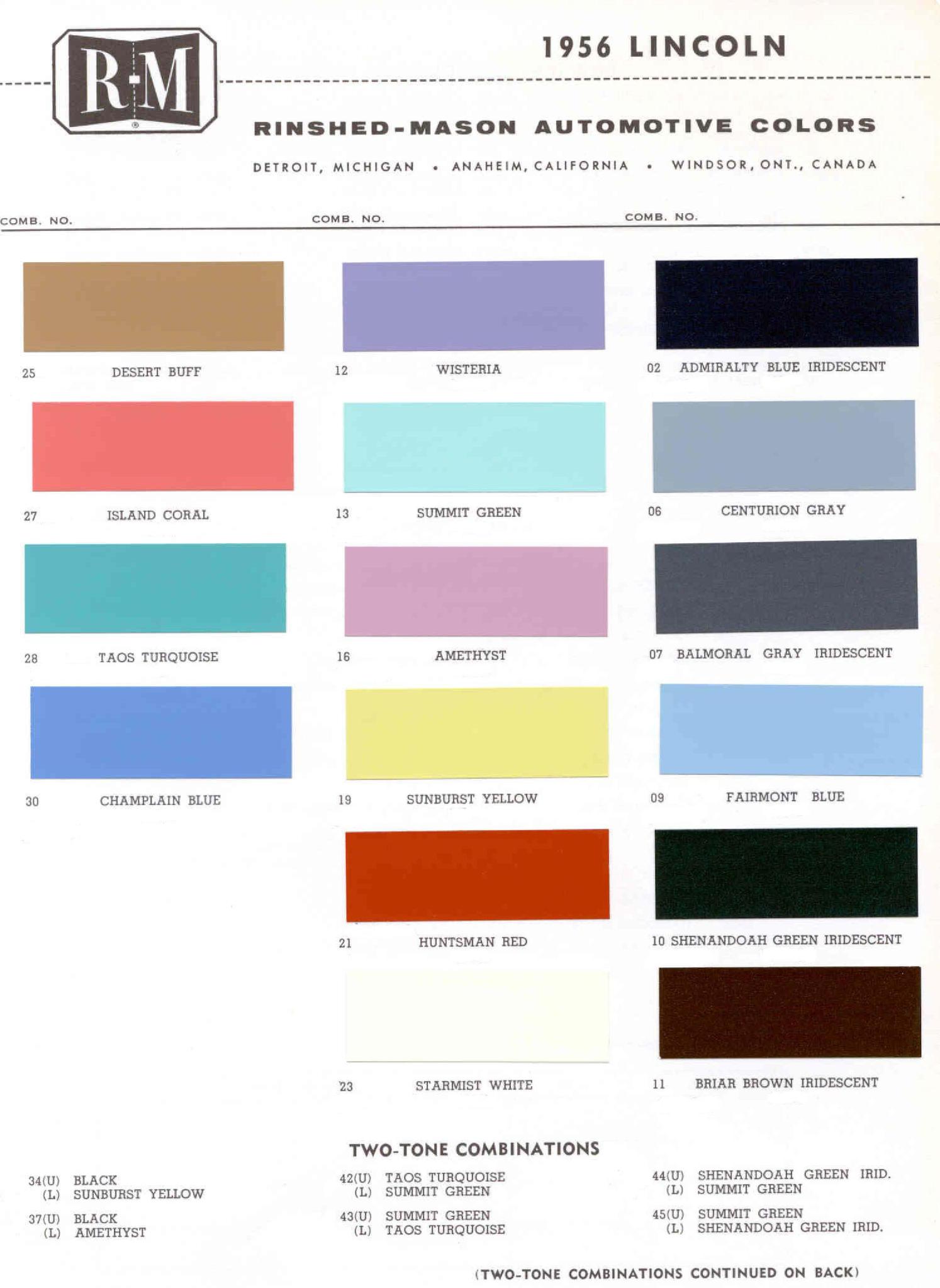 Paint Colors used on the Exterior of Lincoln