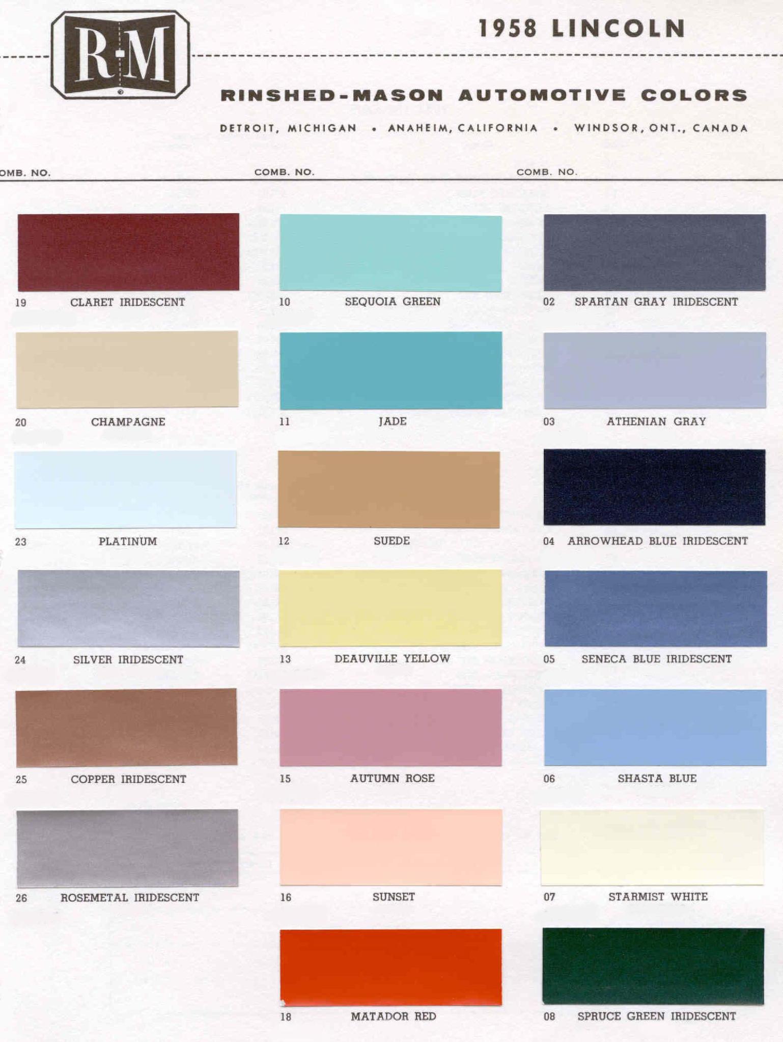 Paint Colors used on the Exterior of Lincoln